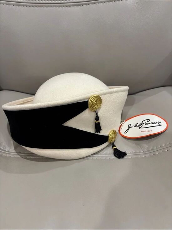 Jack Mcconnell Boutique Accessories - Jack McConnell Boutique Cream and Black Vintage Pillbox Hat